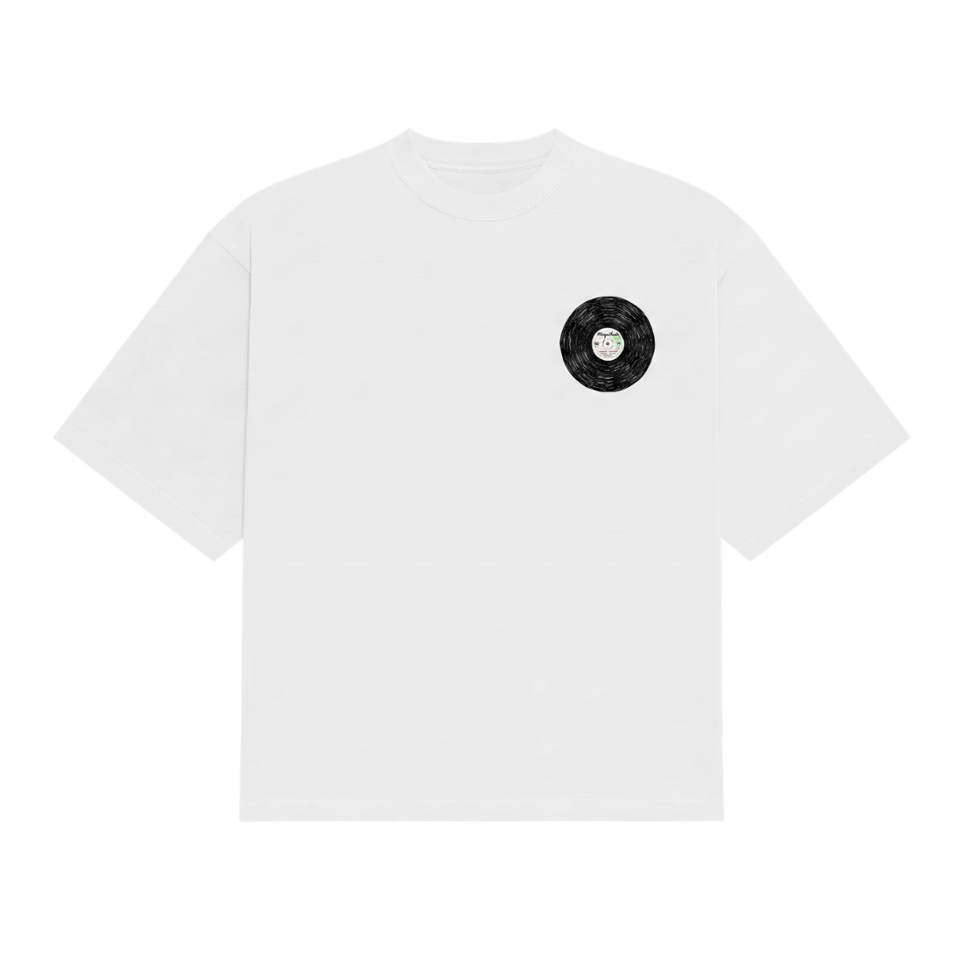 Front of the tee with the Magnitude vinyl chest logo